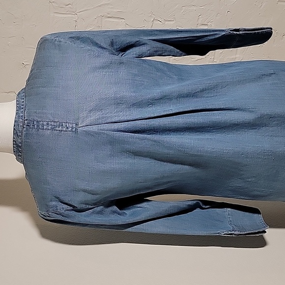 Vineyard Vines Shirt Dress Tunic V-neck 3/4 Sleeve Lyocell Linen Chambray 0 XS - Picture 9 of 16